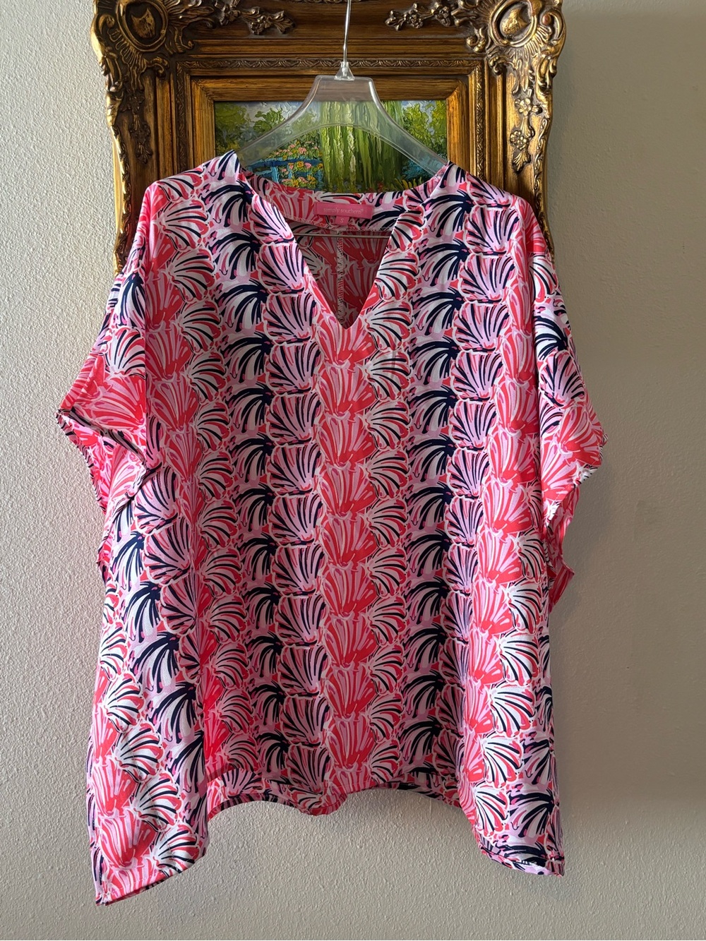 Simply Southern Seashell Print V-Neck Kimono Blouse